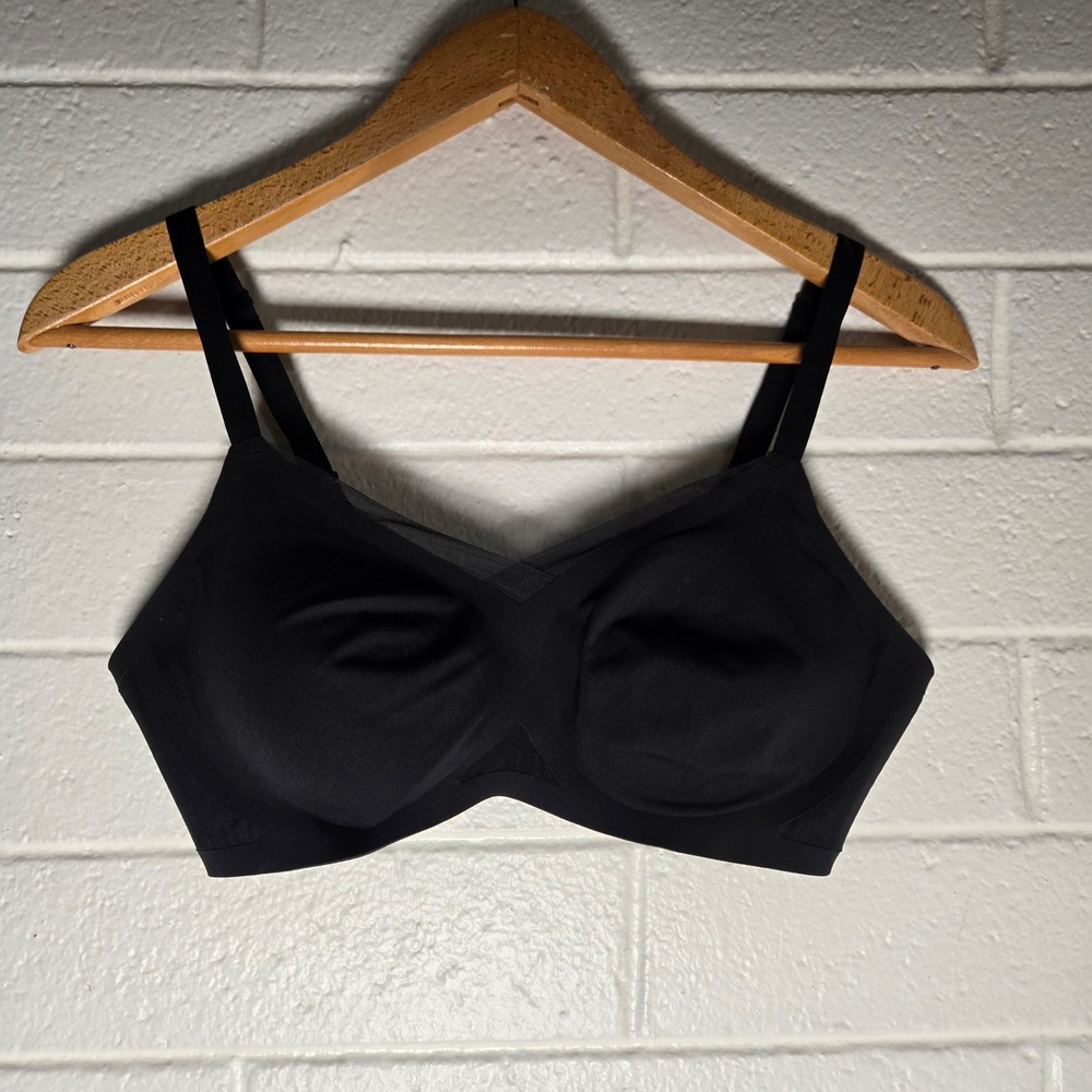 Honeylove Womens Crossover Wireless Bra Black Large 38B/C Seamless Mesh Support